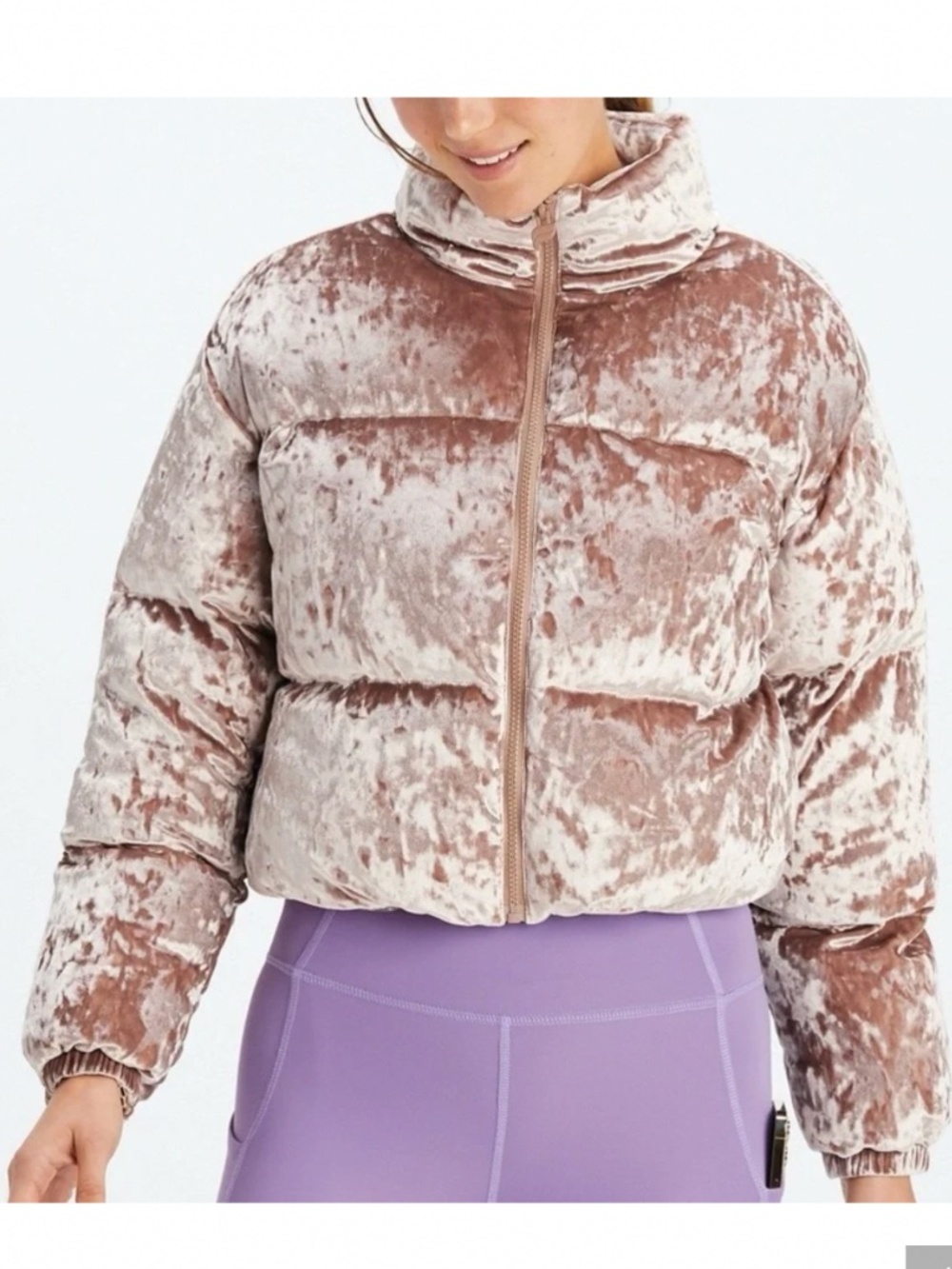 Fabletics Wander Crushed Velour Crop Jacket